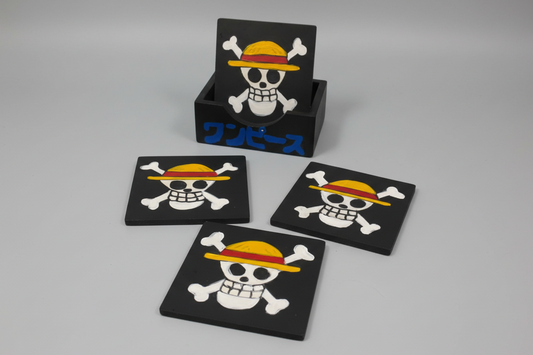 Luffy Pirate Flag 5-Piece Coaster Set (Reversible)